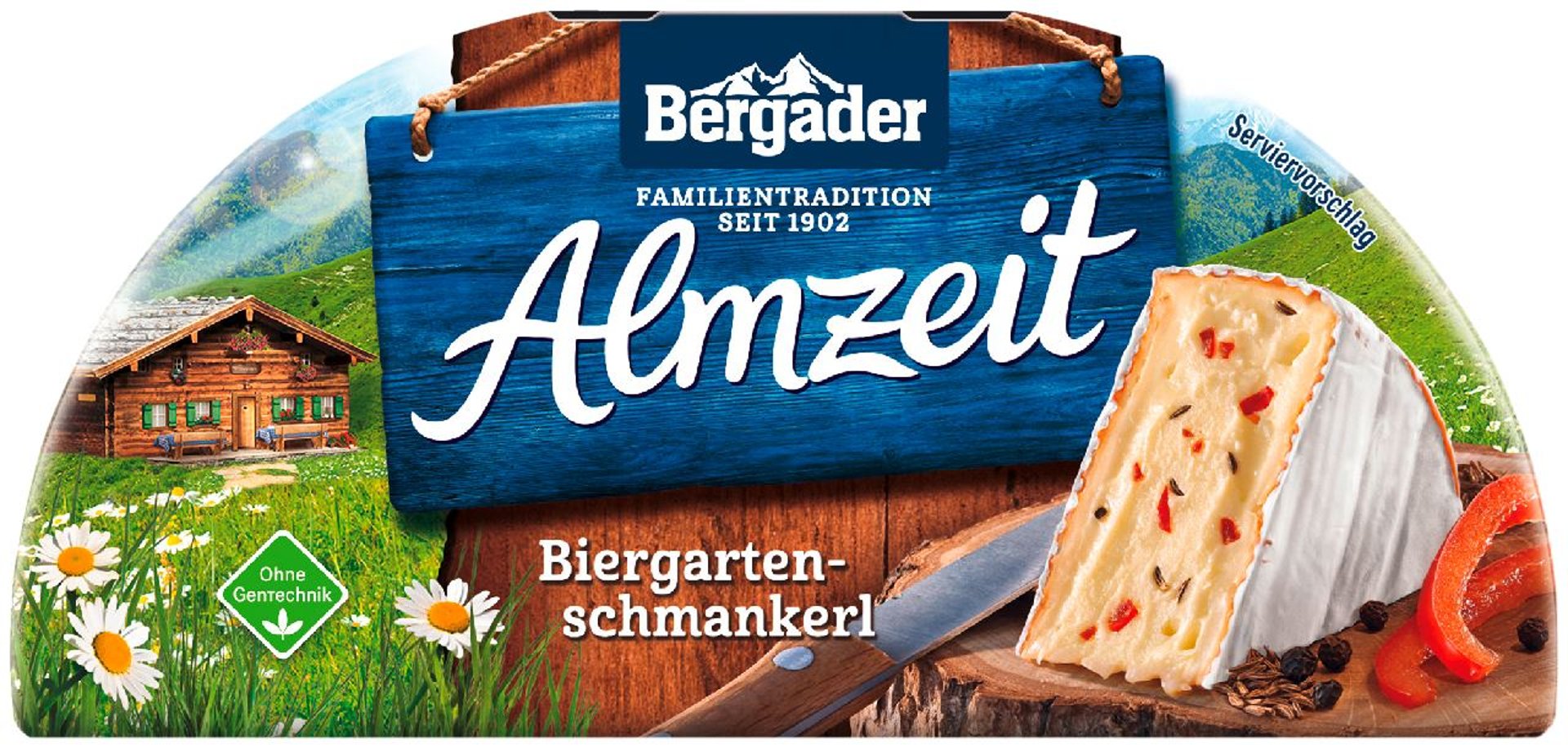 Bergader - Almkäse Biergarten Schmankerl 72 % Fett - 1 x 175 g Packung