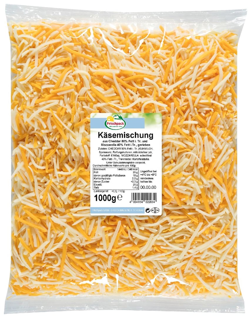 Frischpack - Tex-Mex-Mischung Mozzarella/Cheddar - 1,00 kg Packung