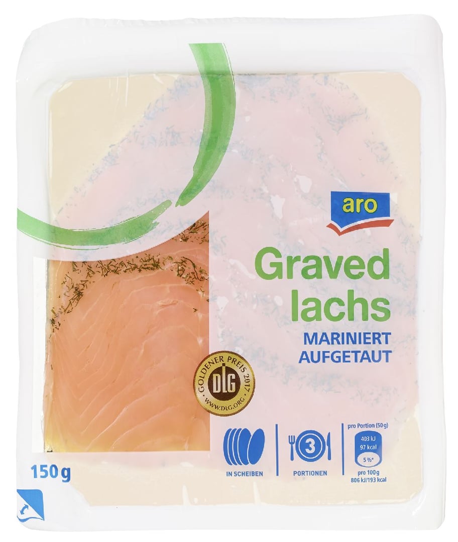aro - Graved Lachs marinierter Lachs in Scheiben 150 g Packung