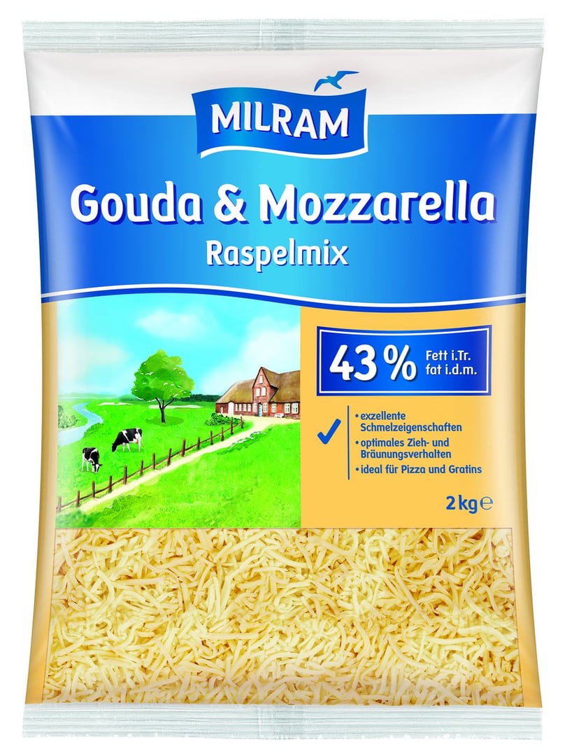 Milram - Raspelmix Gouda / Mozzarella - 2 kg Beutel