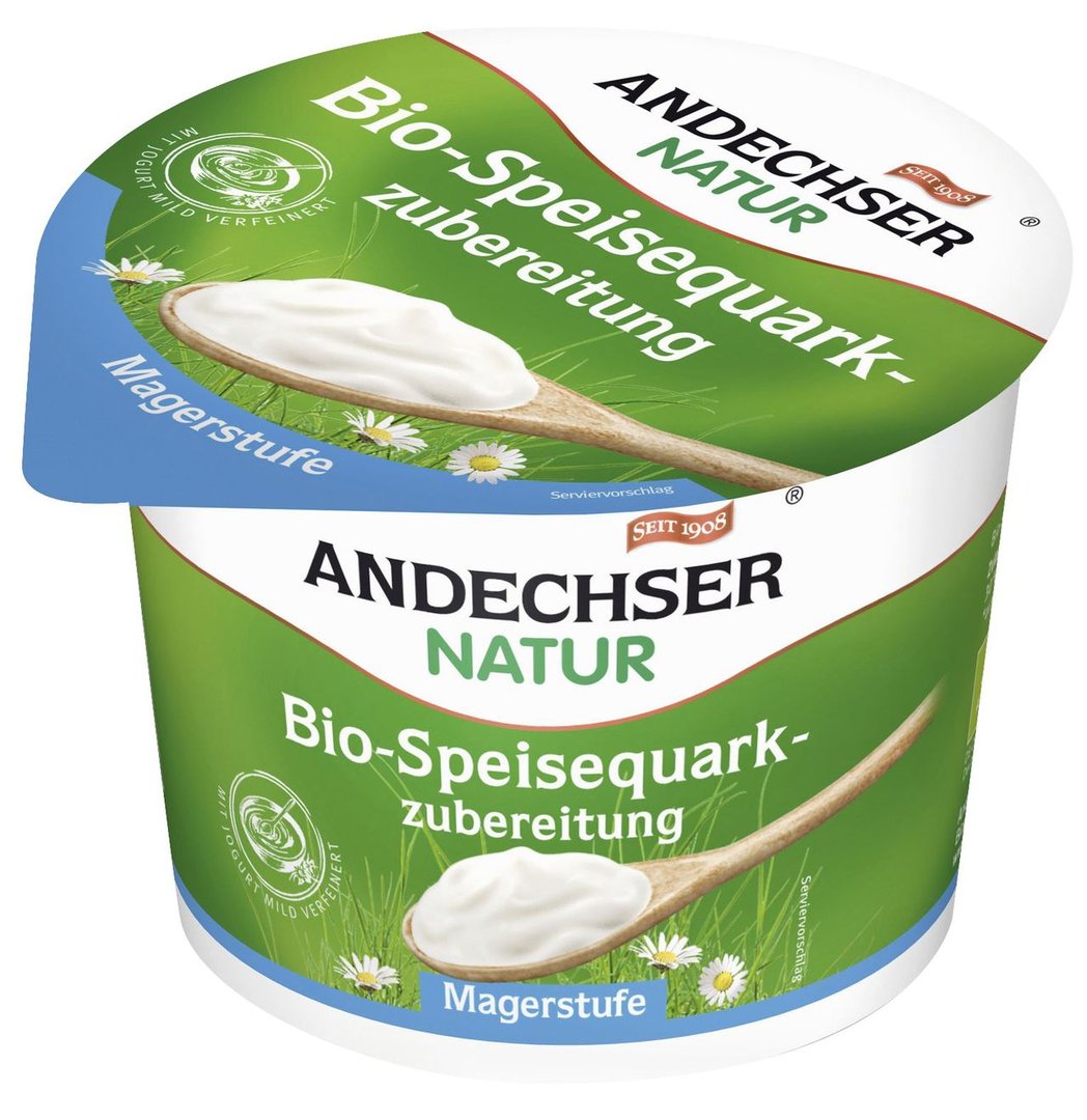 Andechser - Natur Bio-Speisequarkzubereitung Magerstufe, 0,2 % Fett 250 g Becher