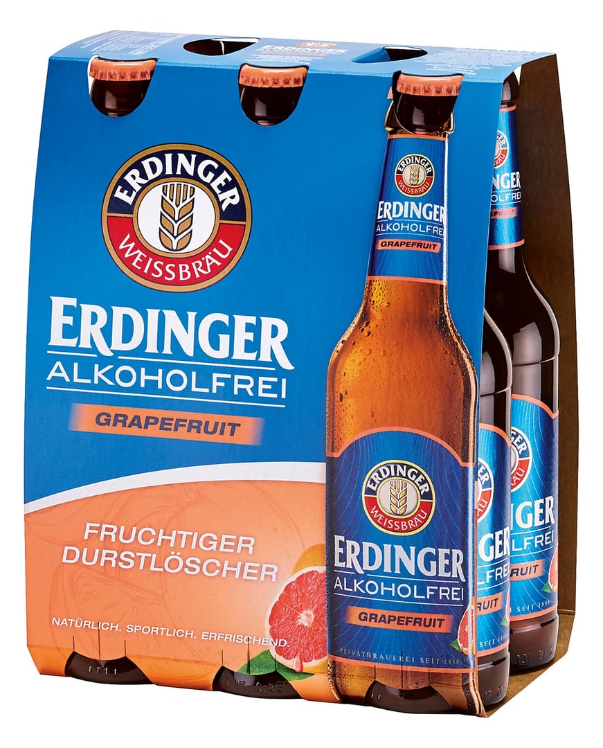 Erdinger - Alkoholfrei Grapefruit, Glas Mehrweg - 6 x 330 ml Karton