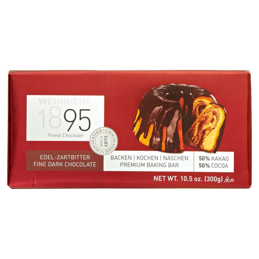 Weinrich - Chocolat menage, Edel-Zartbitterschokolade Kuvertüre de luxe min. 50 % Kakao - 1 x 300 g Tafel