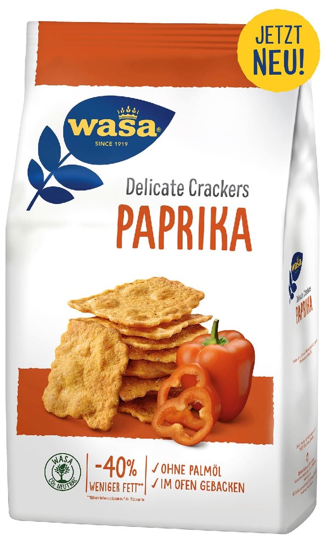 Wasa - Delicate Thin Crackers Paprika - 150 g Paket