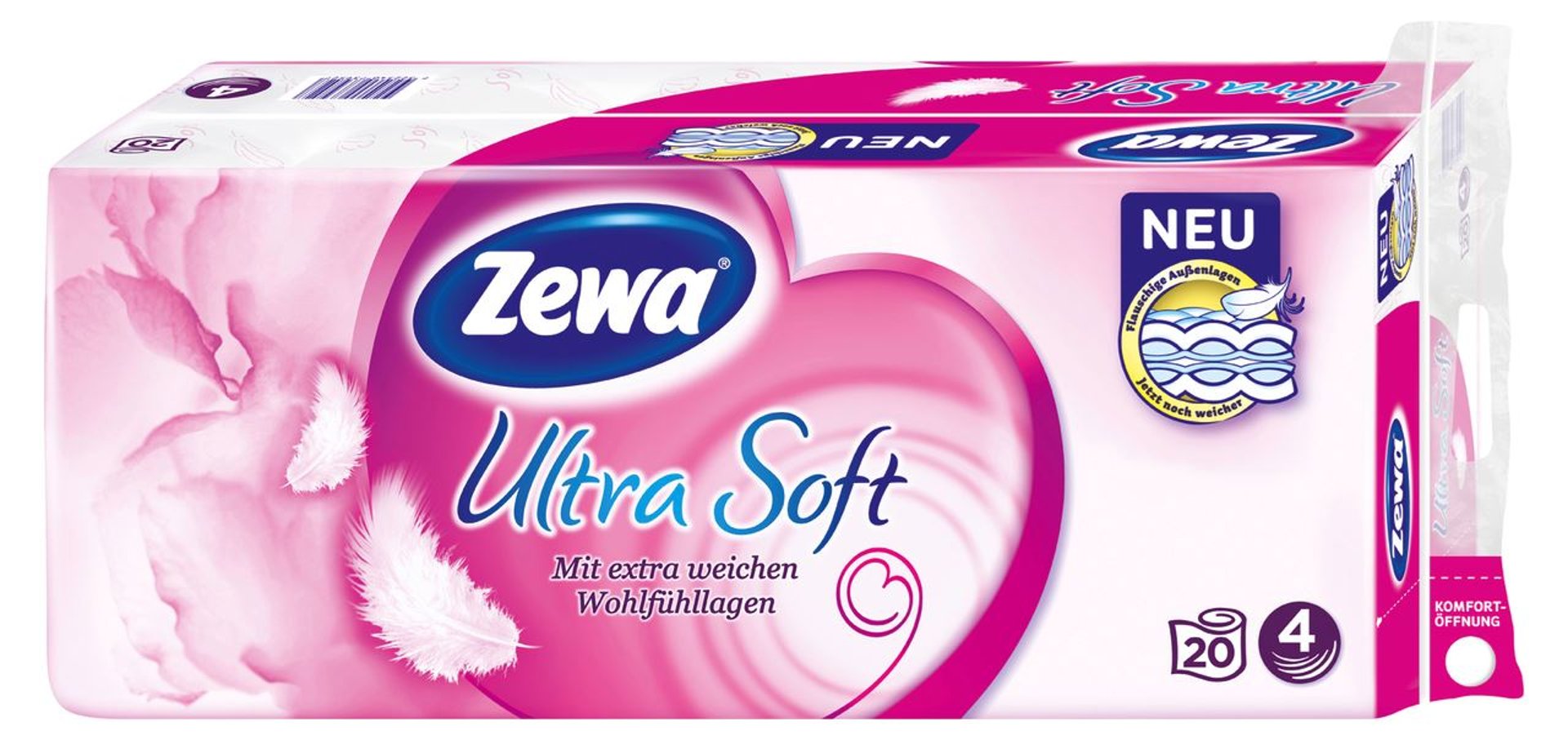 Zewa Ultra Soft Toilettenpapier 20 x 150 Blatt Weiß Zellstoff 4 lagig