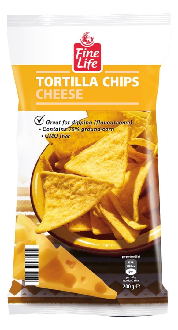 Fine Life - Tortilla Chips Cheese 200 g Packung