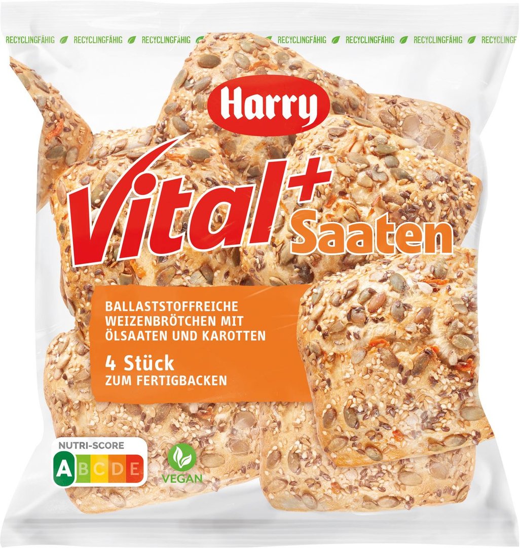 Harry - Vital+Saaten Brötchen zum Fertigbacken 4 Stück - 360 g Beutel